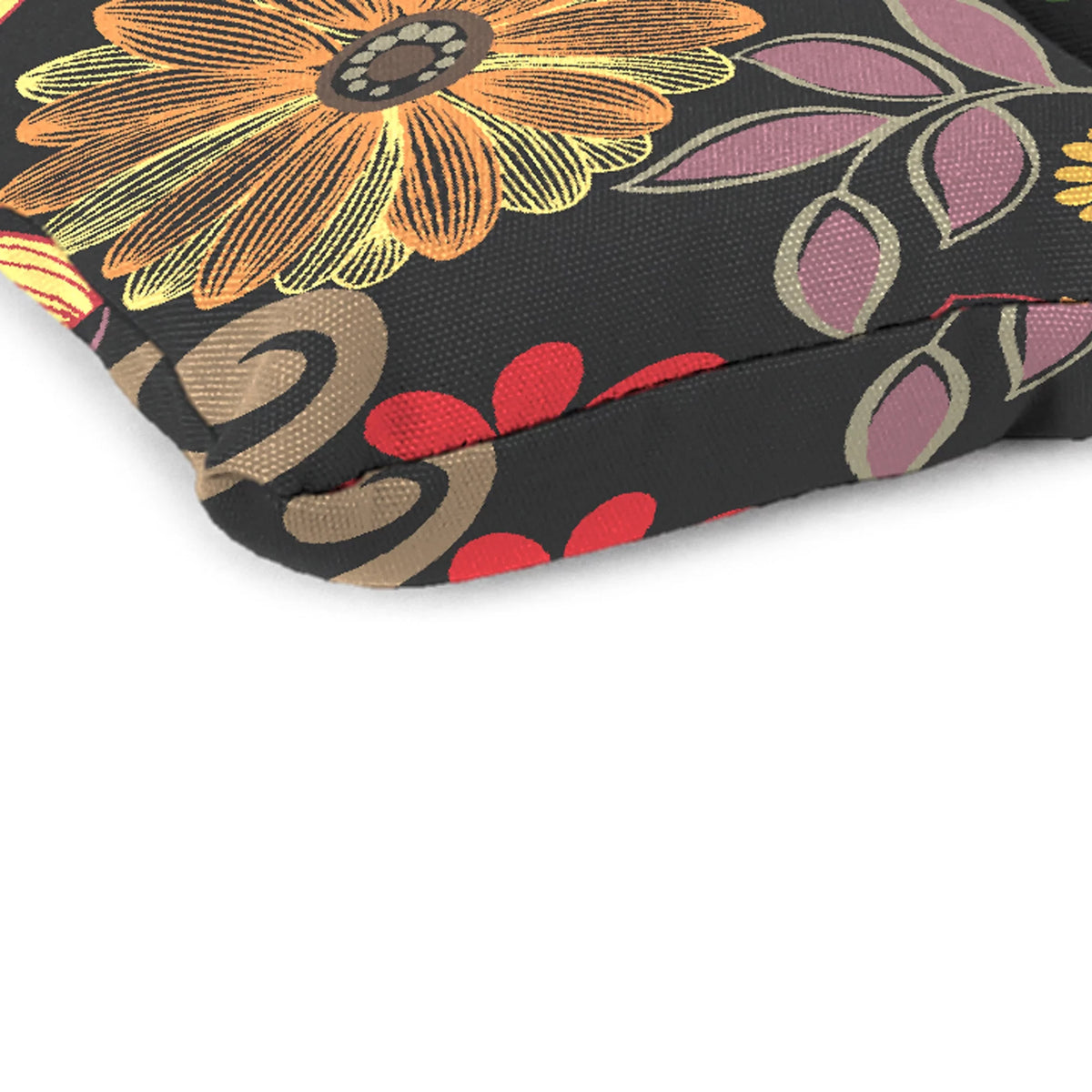 Multicolor Floral Rectangular Outdoor Chair Seat Cushion with Ties G183840