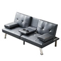 Gray Faux Leather Convertible Sofa Bed R4355