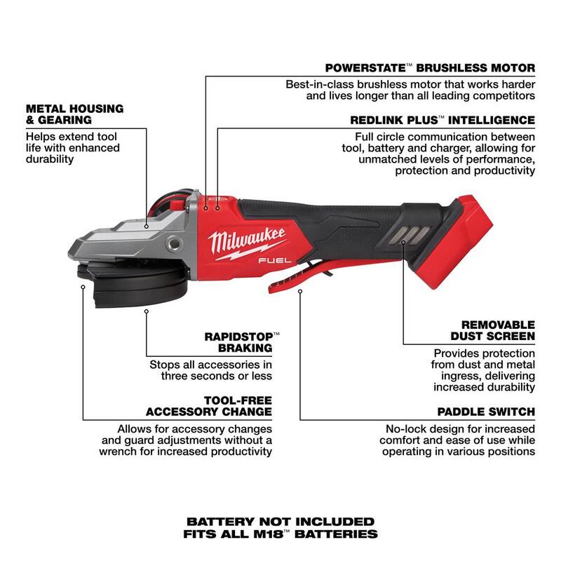 18-Volt Lithium-Ion Brushless Cordless 5 in. Flathead Braking Grinder U266091
