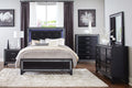 Pearl Black Metallic Finish 4pc Queen Bedroom Set O3679