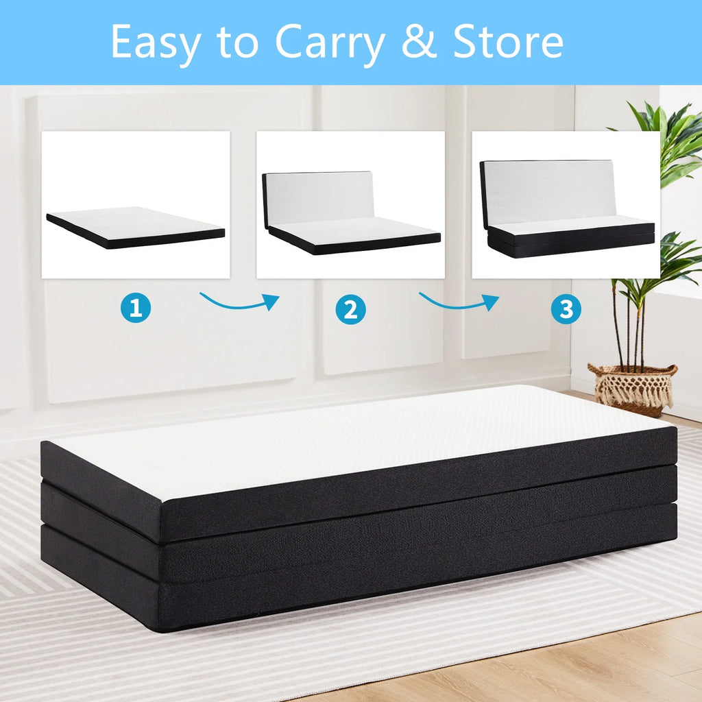 4 inches Tri-Fold Memory Foam Mattress Topper S38848