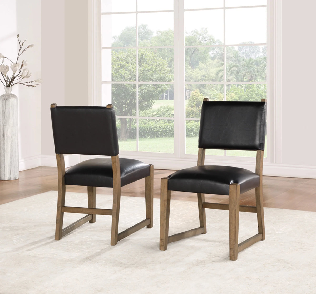 Dark Driftwood Wood Side Chair Set of 2 P3752