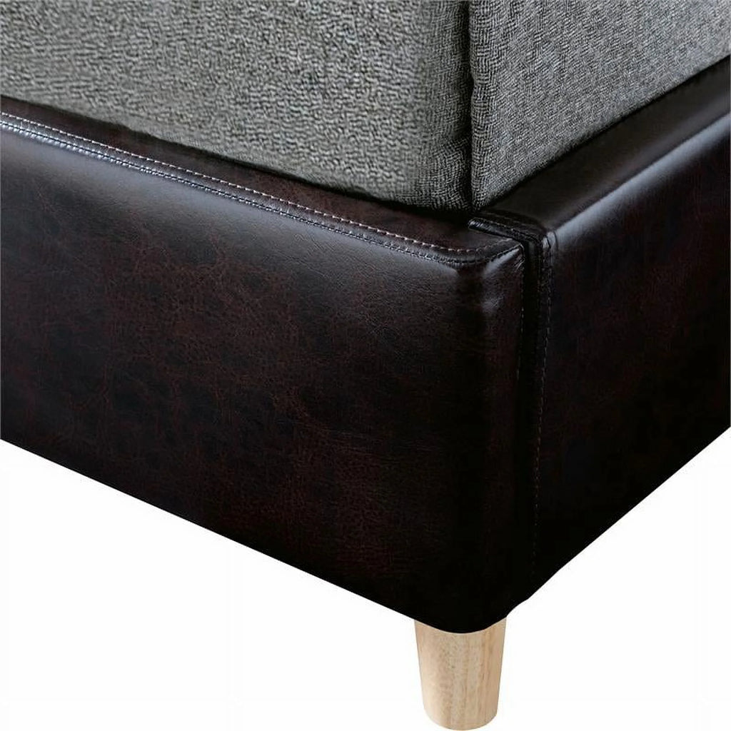 Faux Leather Full Foundation Bed in Brown X7741