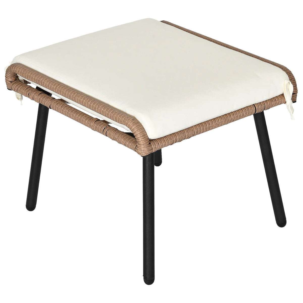 Set of 2 Beige Wicker Rattan Ottoman E761