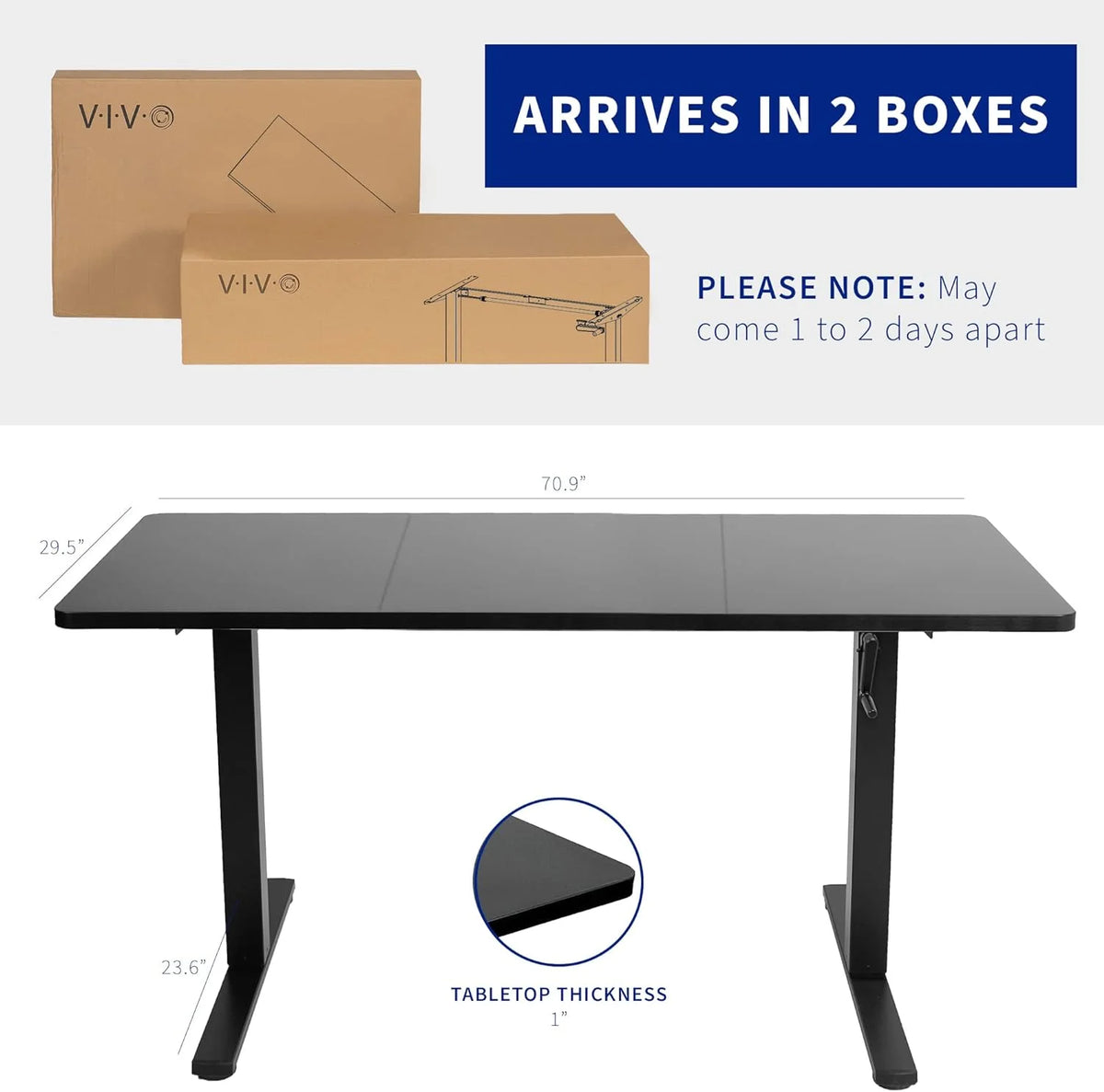 71 X 30 Inch Height Adjustable Standing Desk B5586