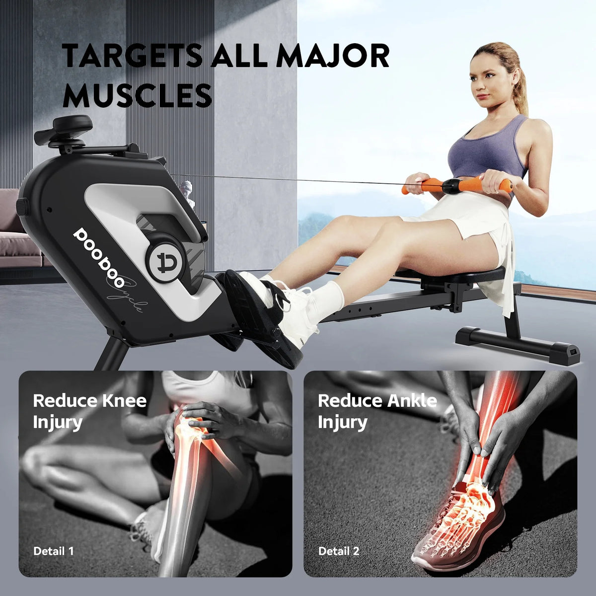 Foldable Magnetic Rowing Machine with 8 Level Resistance F5827