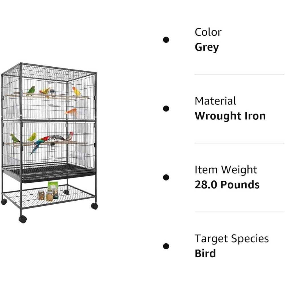 35-inch Wrought Iron Bird Cage with Rolling Stand M885953