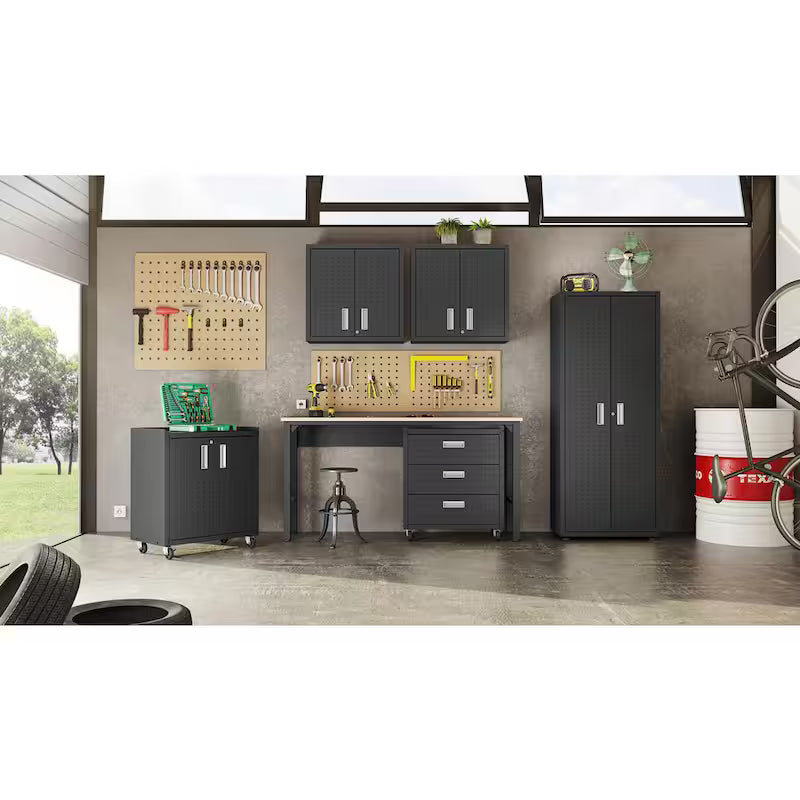 2-Shelf Wall Mount Metal Garage Cabinet in Charcoal Grey R628