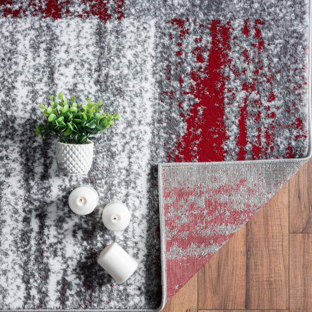Red 6x9 Abstract Geometric Area Rug X6296