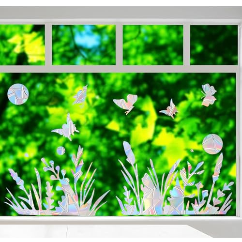 36PCS Snowflake Window Stickers Non Adhesive Prismatic Vinyl Rainbow Decals V12319