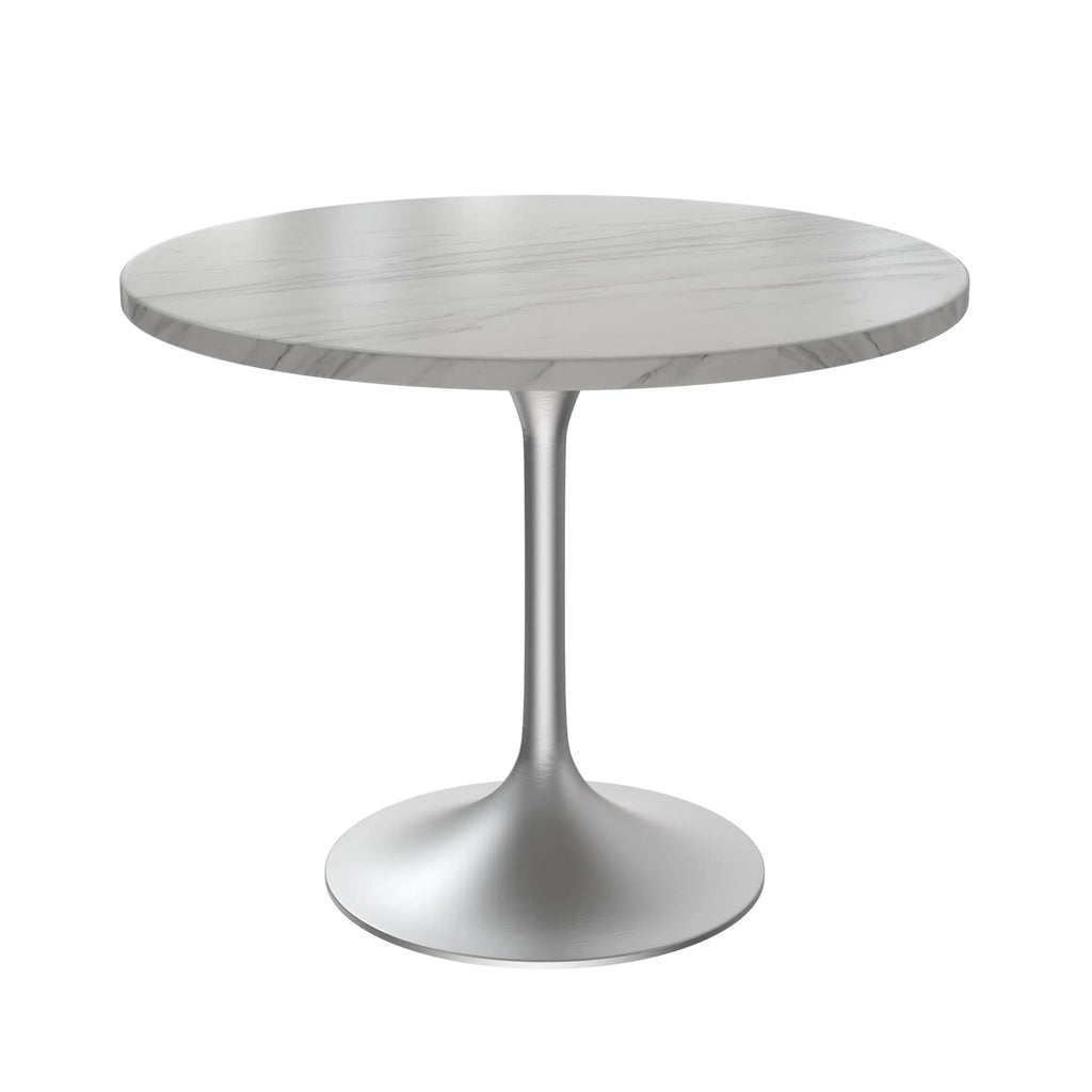 36" Round Sintered Stone Dining Table with Stainless Steel Pedestal Base P290751