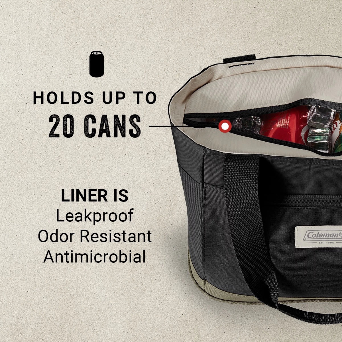 14Qt Soft Cooler Tote, Black and Olive J705