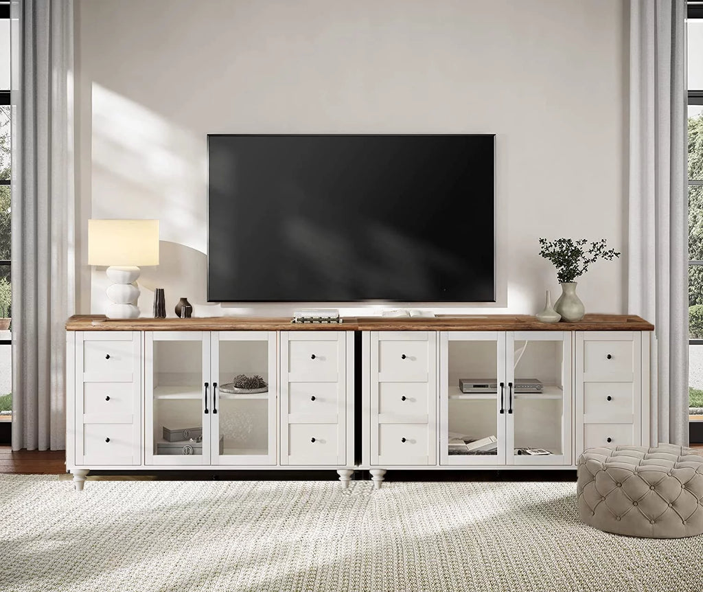 White Glass and Wood TV Stand for 85-110 inch TV D1920