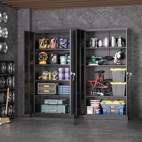 72” Black Metal Storage Cabinet with Lock Y1723