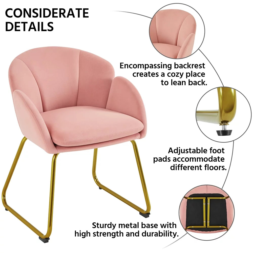 Velvet Dining Chair with Golden Metal Legs Y443571