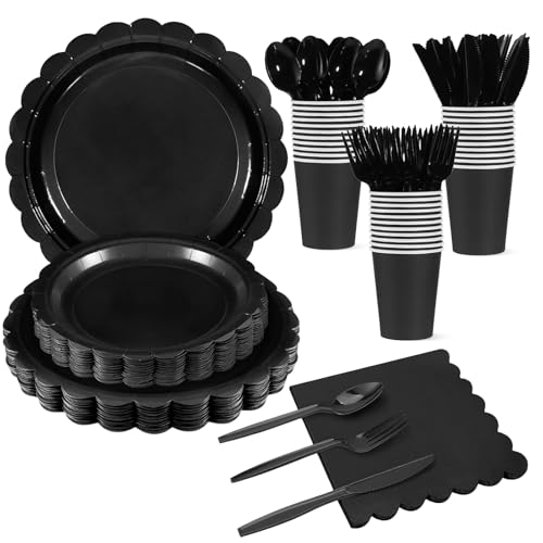 White Paper Plates and Napkins 350 Pcs Party Supplies Set V835