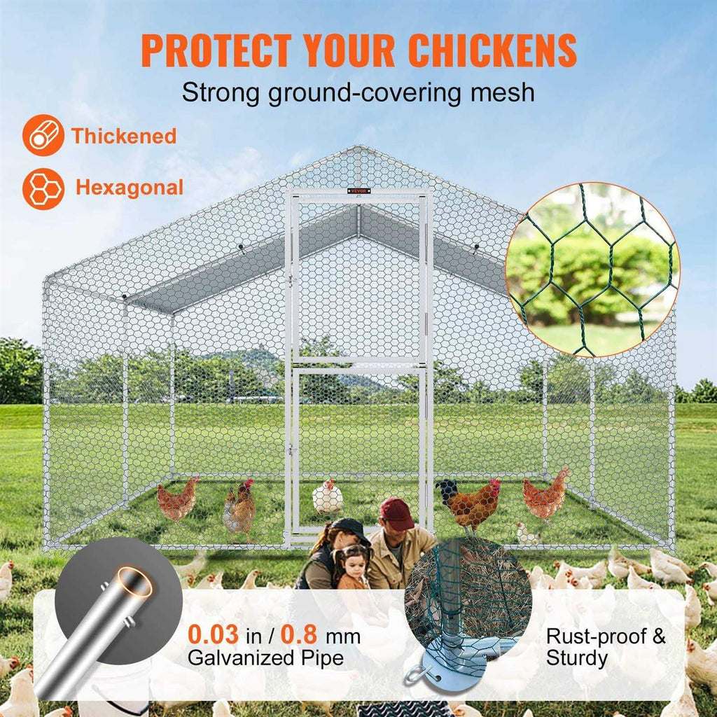 Large Metal Chicken Coop with Run and Waterproof Cover N649