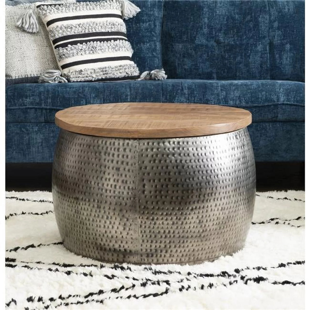 Drum Coffee Table with Storage Q438