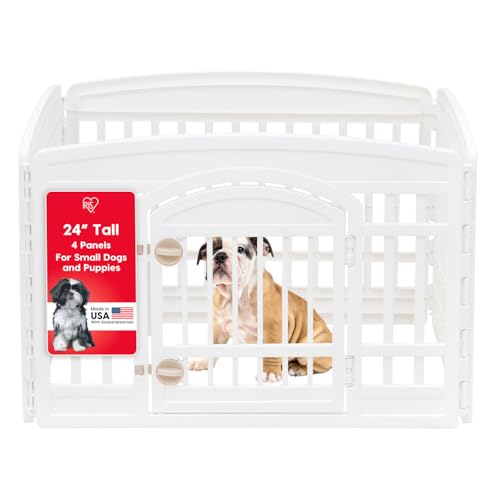 24" 4-Panel White Dog Playpen with Door Z261921