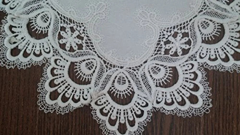 Antique White European Lace Table Runner 34 x 15 inches L57835