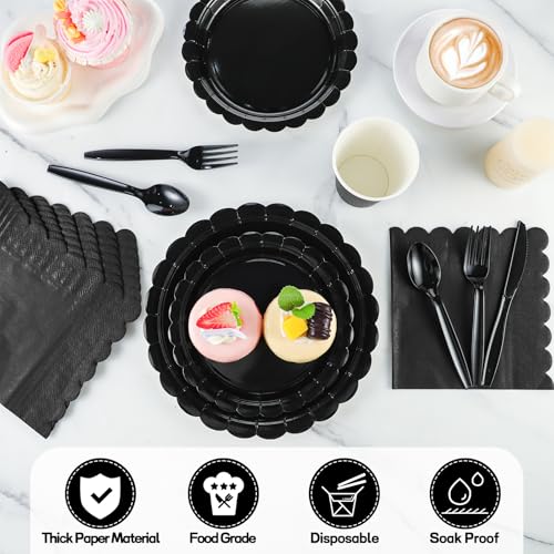 White Paper Plates and Napkins 350 Pcs Party Supplies Set V835