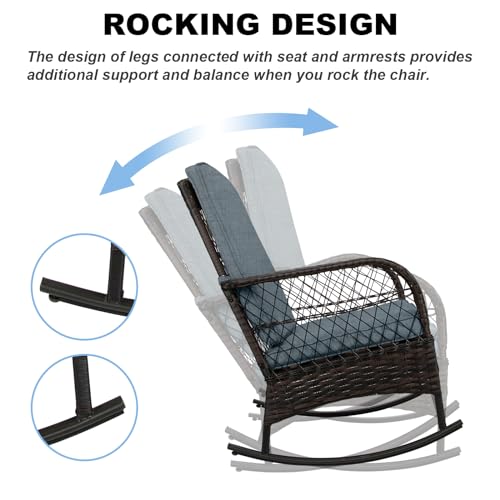 3 pcs PE Wicker Outdoor Rocking Chairs W519346
