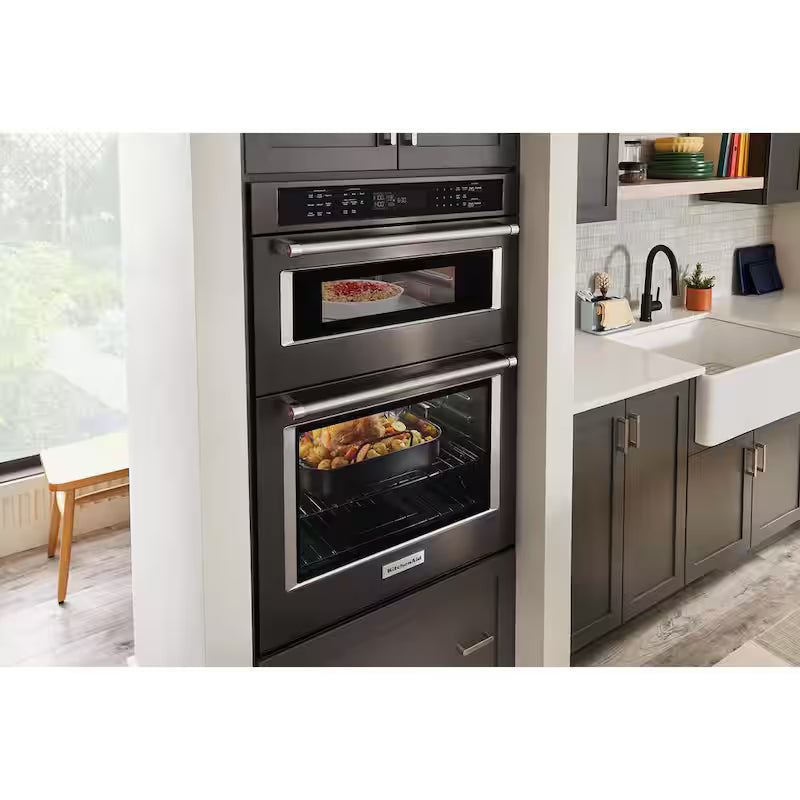 Electric Wall Oven and Microwave Combo in Black Stainless Steel with Air Fry B131119