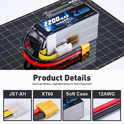 6S Lipo Battery 2200mAh 22.2V 120C Soft Case with XT60 Connector 2 Pack K103