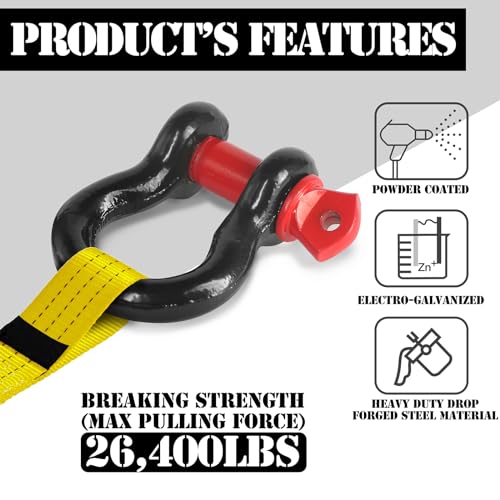 2 Pcs 1/2" D Ring Shackle 12 Ton with 5/8" Pin Z33979
