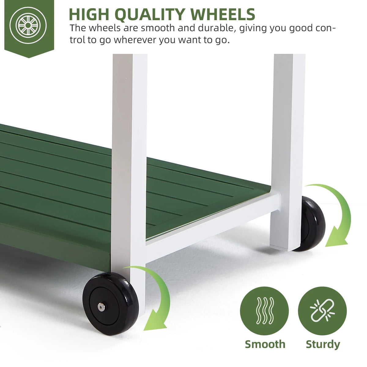 Outdoor Dining Cart Table Aluminum Grill Table with Wheels O8285