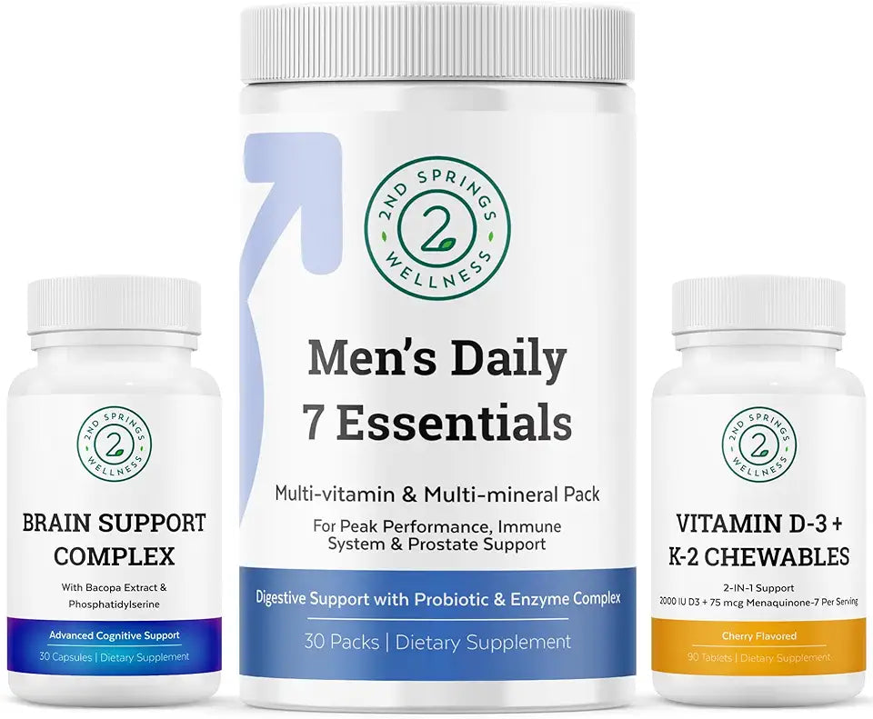 Brain Support Complex, Daily 7 Essentials, and Vitamin D3 + K2 A6411