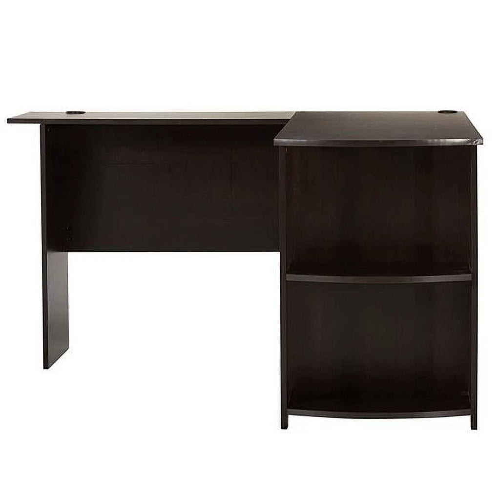 L-Shaped Wood Computer Desk with Bookshelves Dark Brown V79865