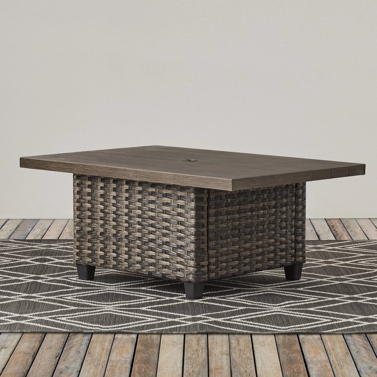 Brown Wicker Sofa and Adjustable Height Table Set O99878