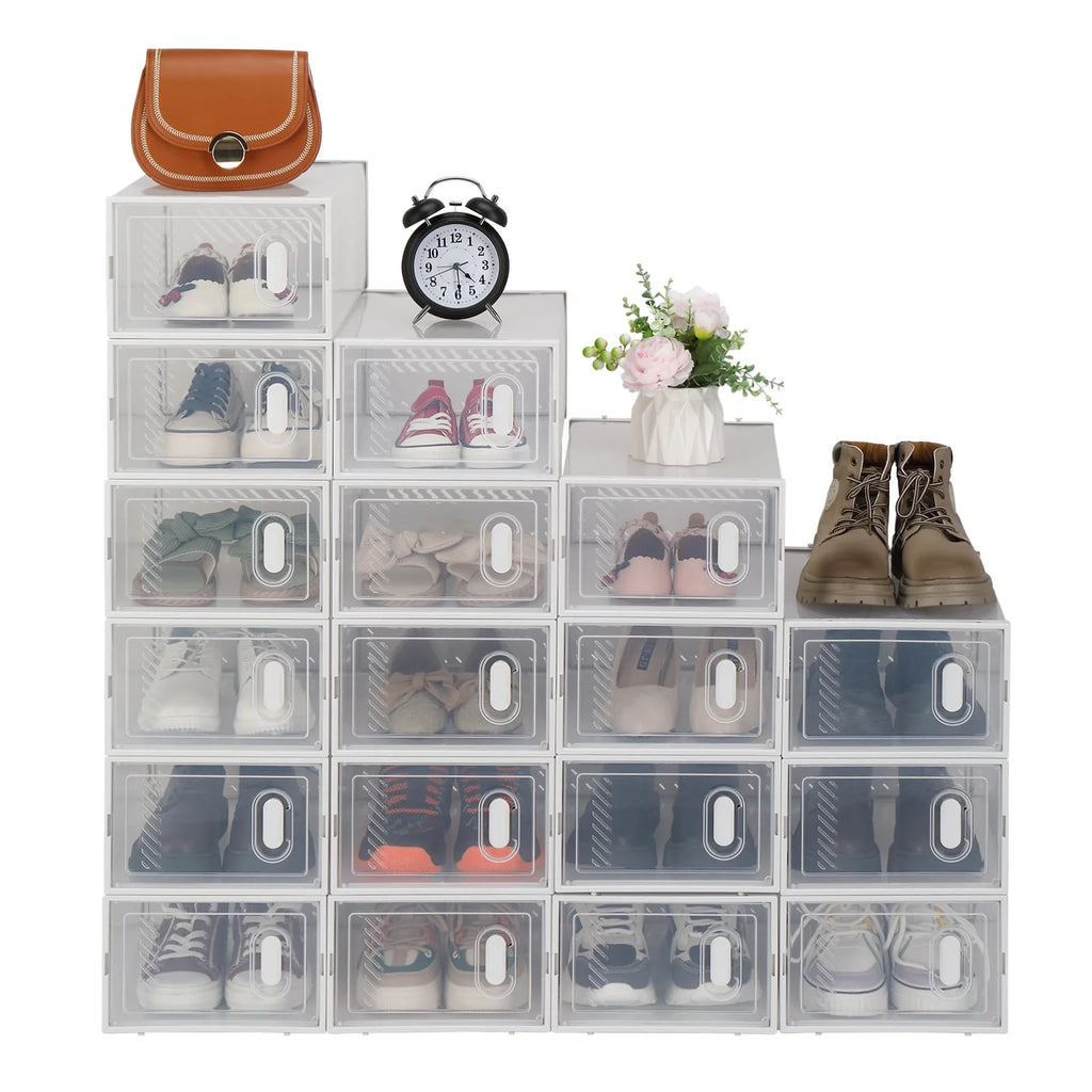 White Stackable Plastic Lidded Storage Boxes H669640