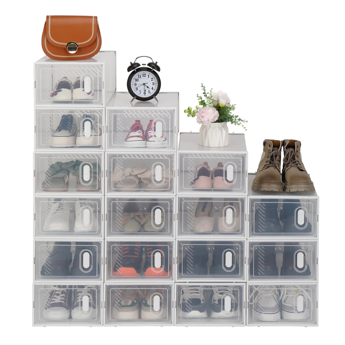 White Stackable Plastic Lidded Storage Boxes H669640