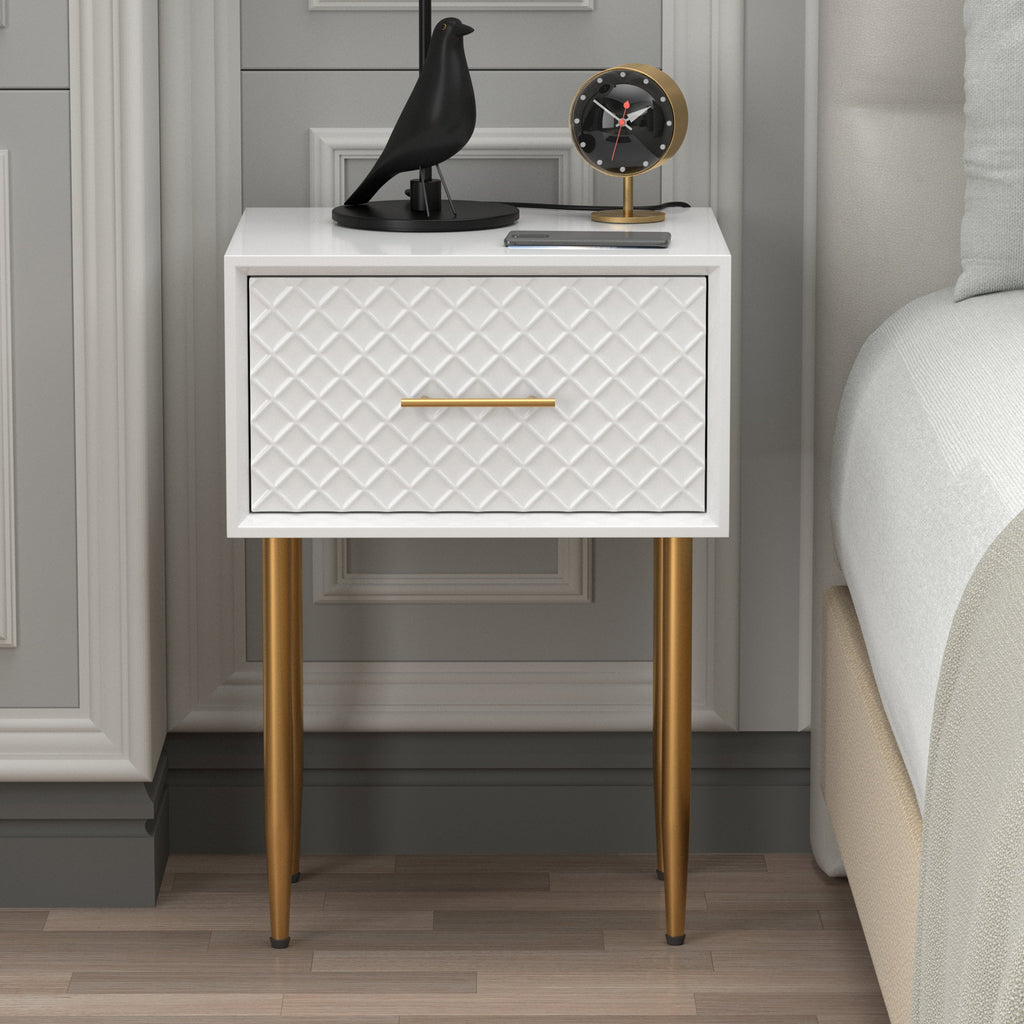 White Drawer Nightstand A473