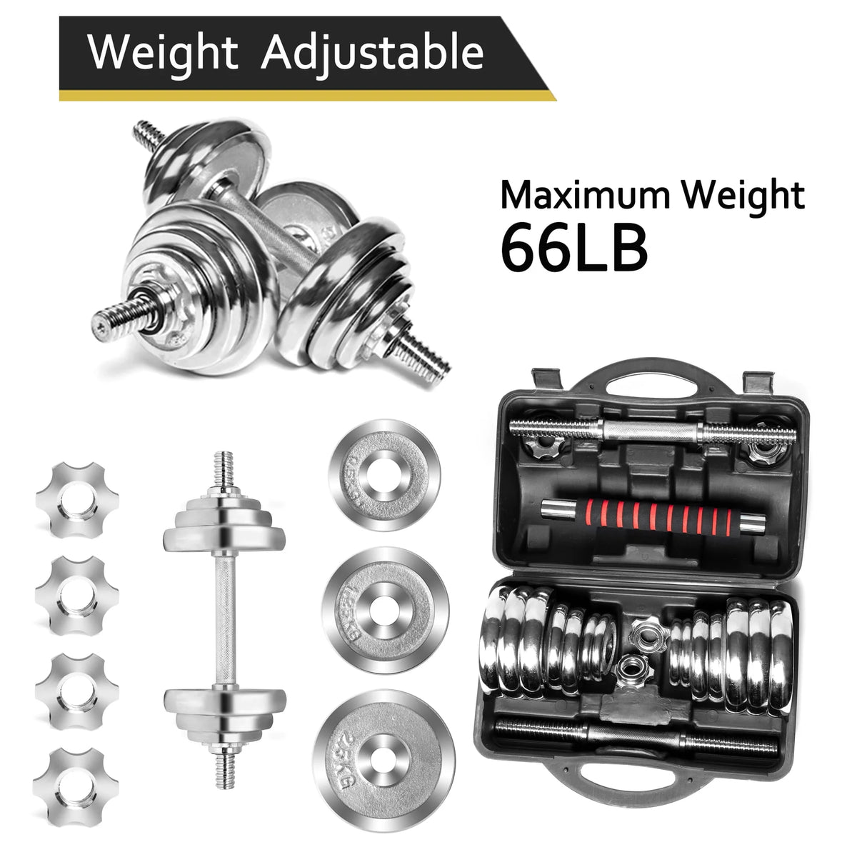66 lbs Adjustable Dumbbells Set L96249