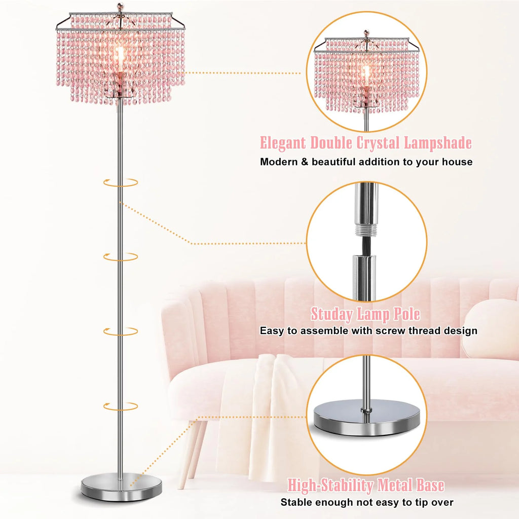 Pink Crystal Metal Floor Lamp F130