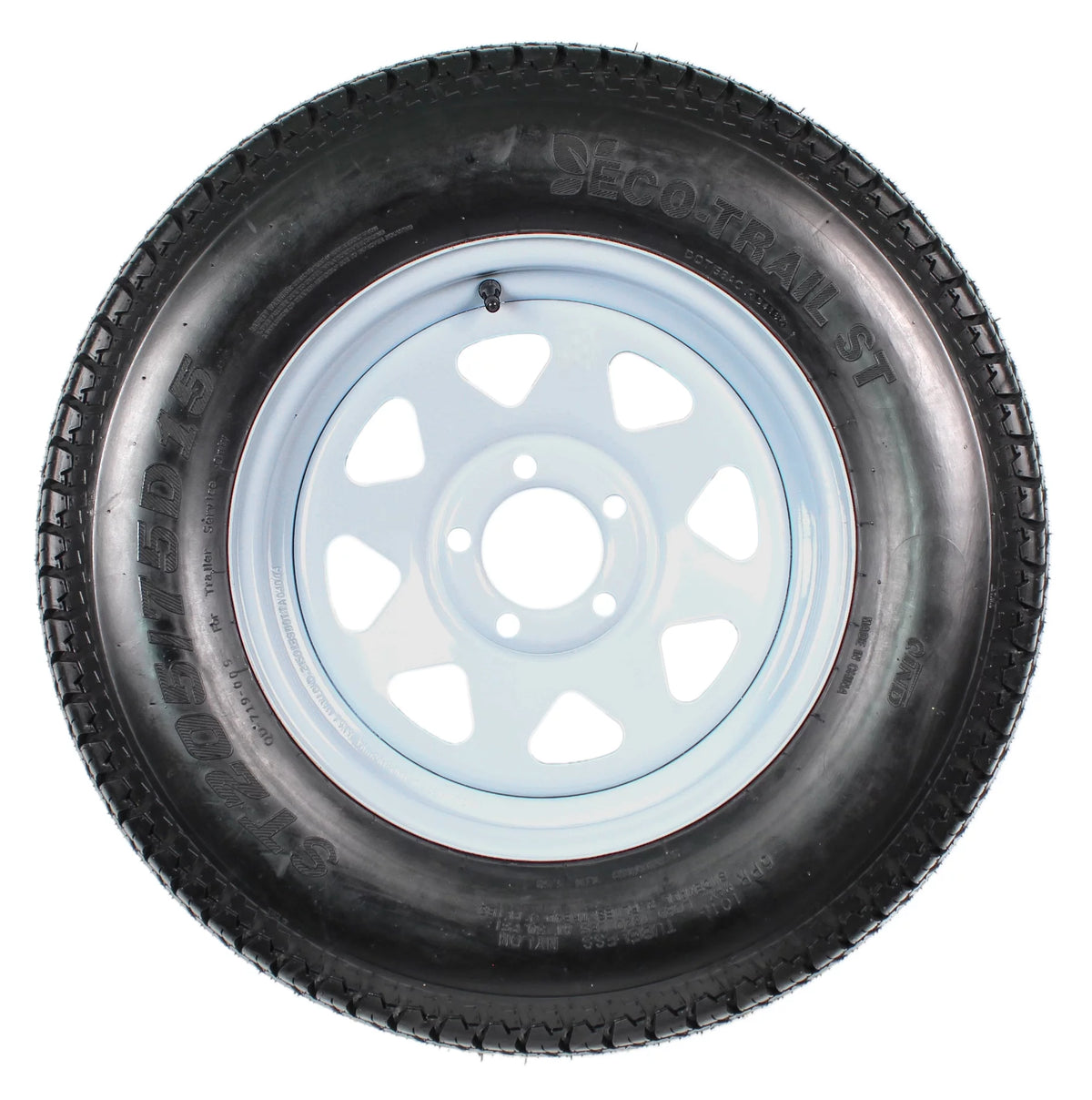 2-Pk Trailer Tire On Rim ST205/75D15 5 Hole White Spoke Wheel G116