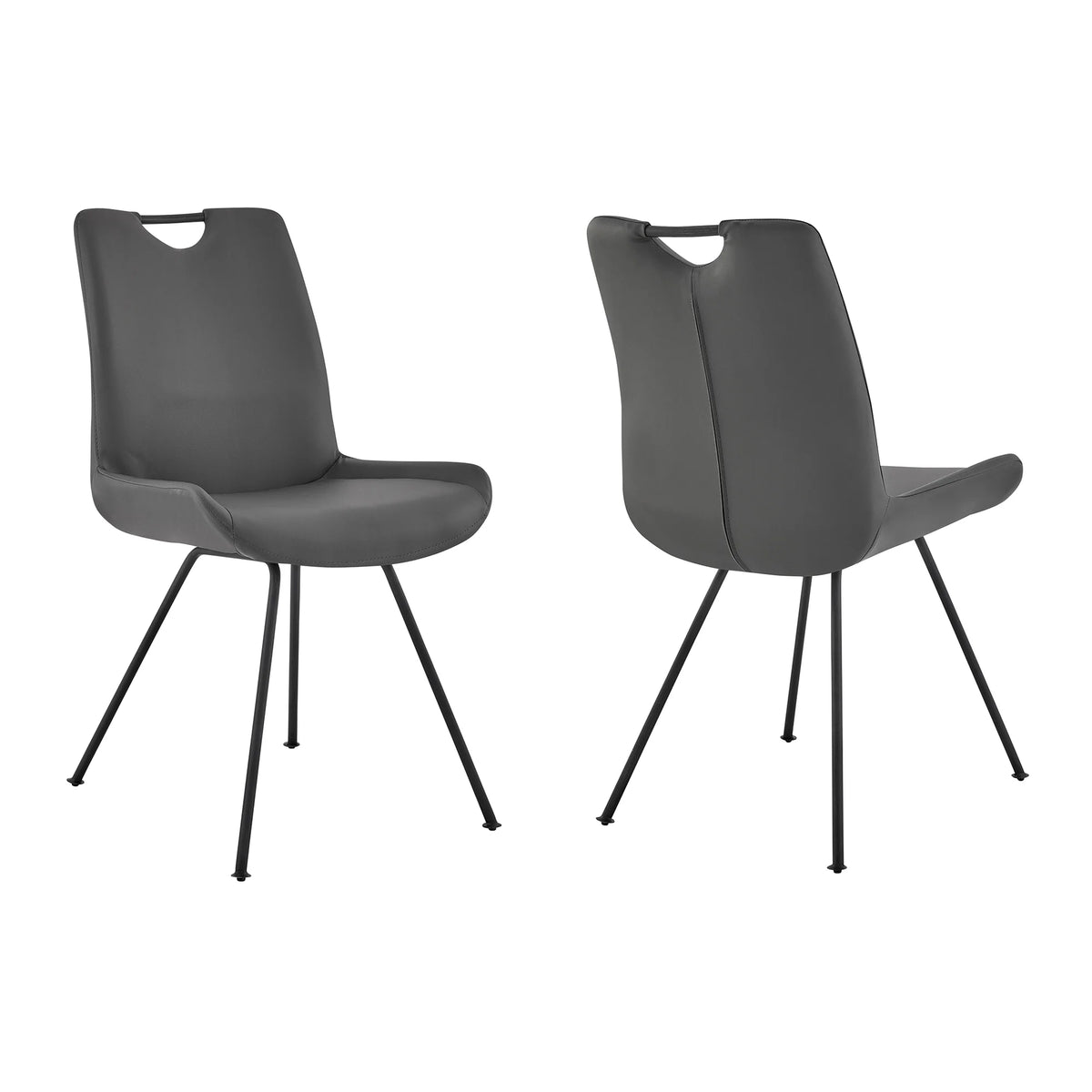 Grey Faux Leather Dining Chair Set of 2 Q386660