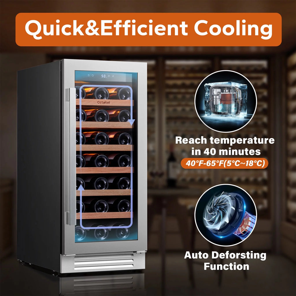 30 inch 66 Bottle Dual Zone Stainless Steel Wine Cooler Refrigerator O8972