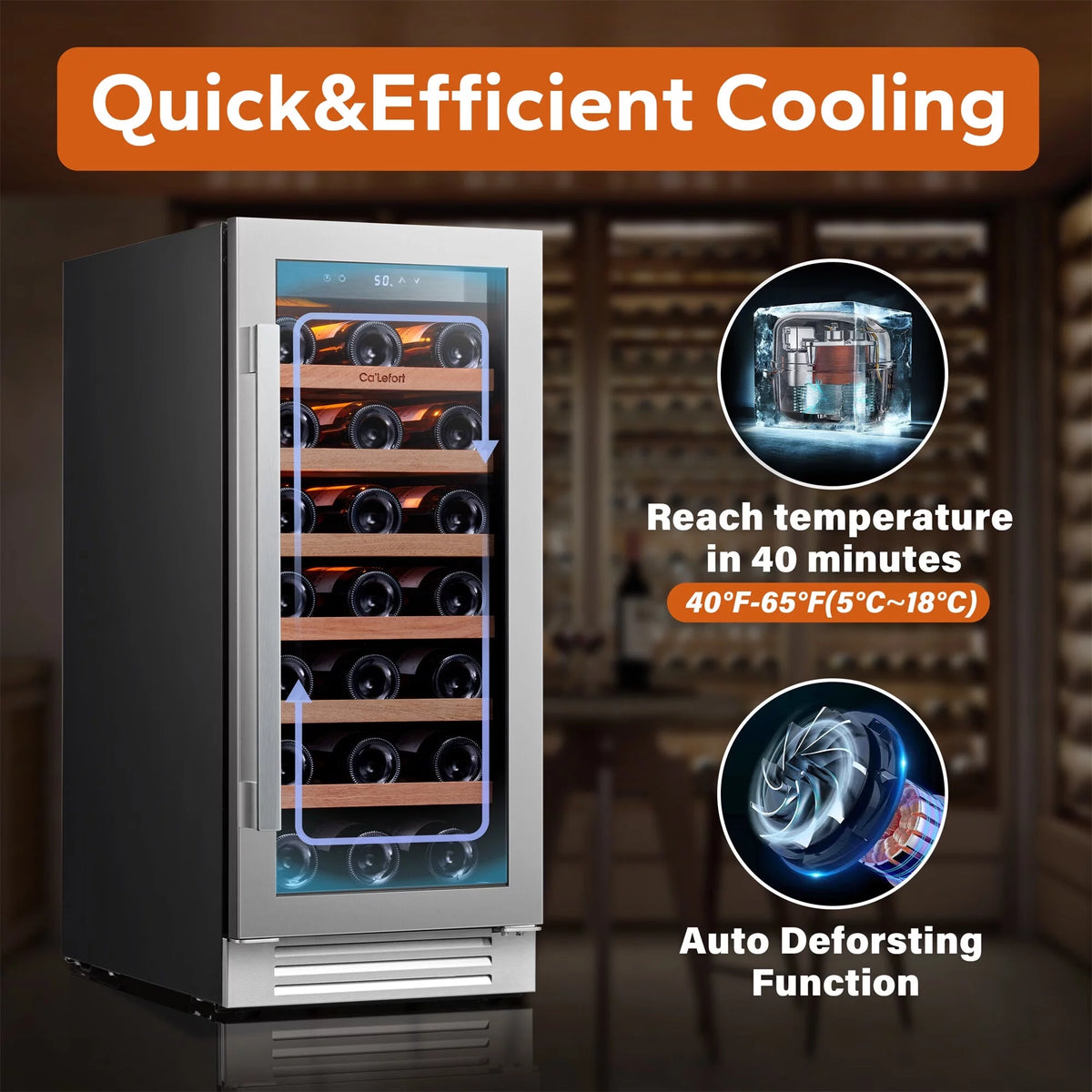 30 inch 66 Bottle Dual Zone Stainless Steel Wine Cooler Refrigerator O8972