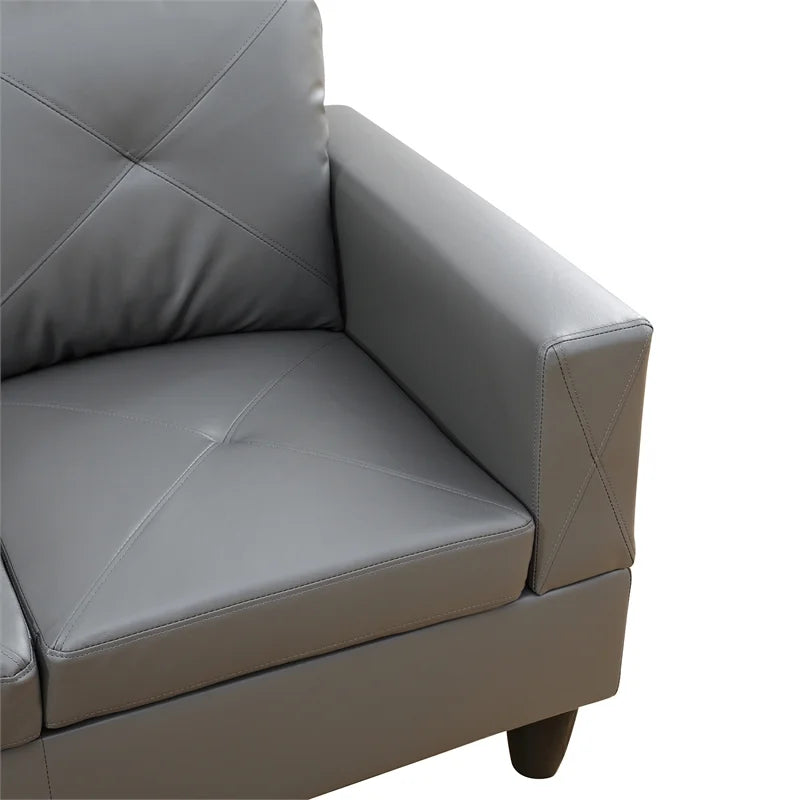 Faux Leather Left Facing Sectional Grey V706