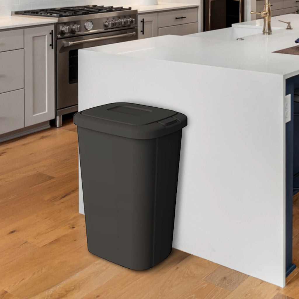 13.3 Gallon Black Plastic Touch Top Trash Can L2938