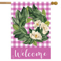 Pink Magnolia Wreath House Flag 28" x 40" P1224