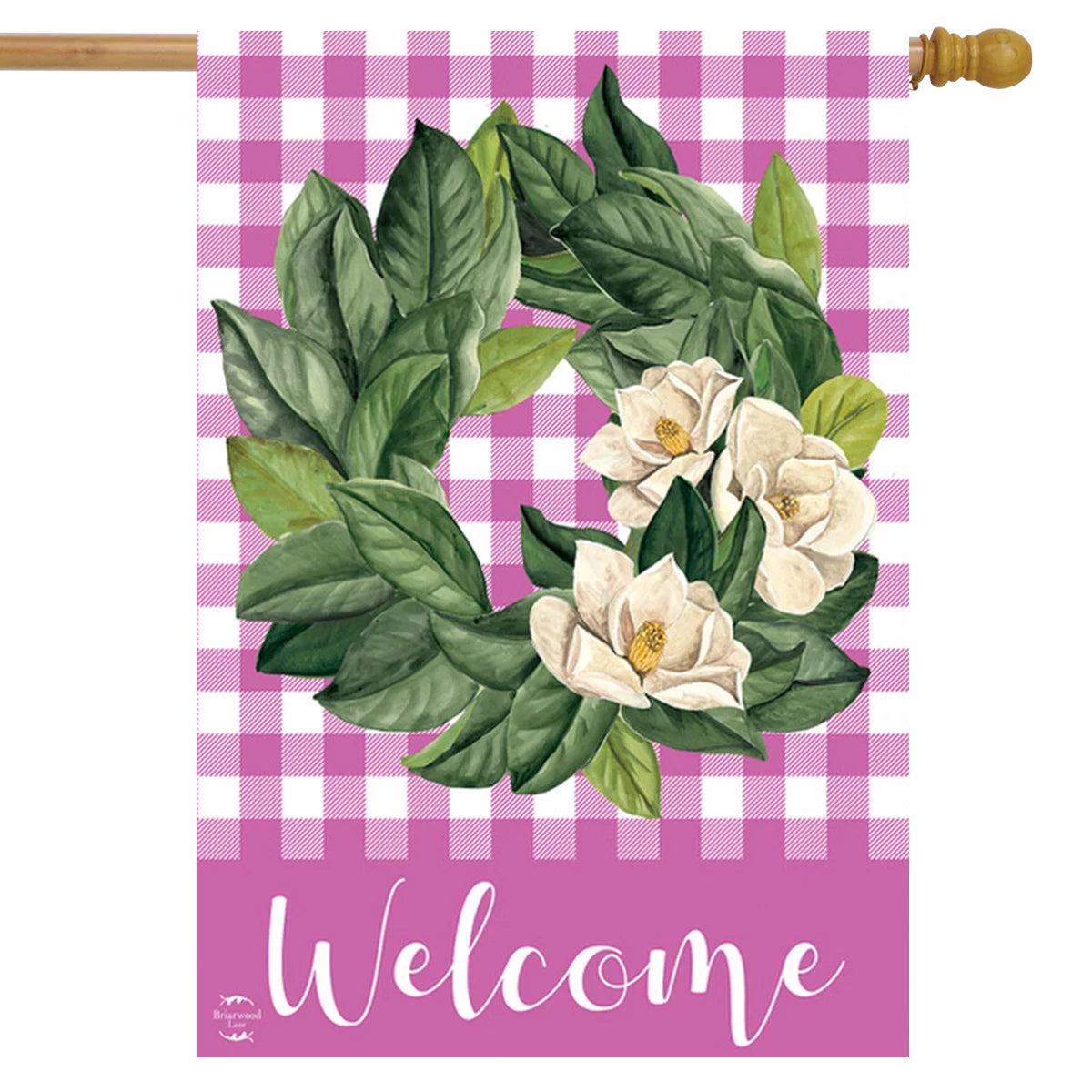 Pink Magnolia Wreath House Flag 28" x 40" P1224