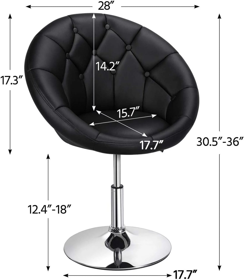 Adjustable Swivel Round Leather Chair with Wheels L659433