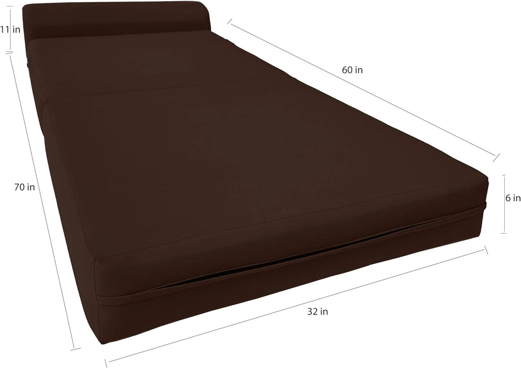 Twin Size Brown Folding Foam Sleeper Chair Q618975
