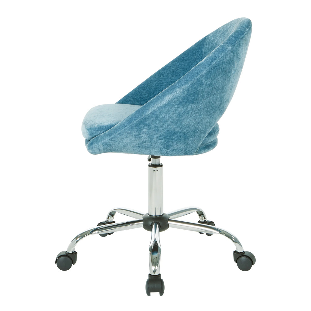 Blue Velvet Adjustable Office Chair O9881