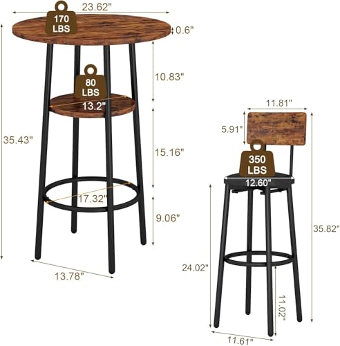 Round Dining Table Set with 2 Chairs and Storage U566484